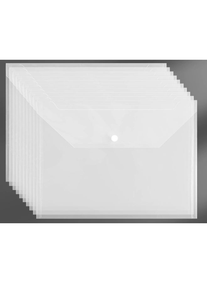 30 Pieces A4 Document Bags with Snap Button Closure, Clear Plastic Poly Envelopes Organizers, Waterproof Transparent File Folder Bags for Office, Home, School, Stationery - Image 3